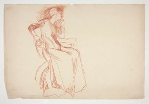 Schets van een vrouwelijke figuur, zittend - niet-geïdentificeerde illustratie door Edwin Austin Abbey
