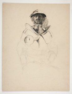 Schets van een ridder in harnas door Edwin Austin Abbey