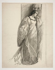 Schets van een dame, illustratie voor door Edwin Austin Abbey
