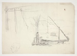 Schets van een man bij een put door Edwin Austin Abbey