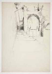 Schets van een buitentrap (Italiaanse pergola, voor boekillustratie)