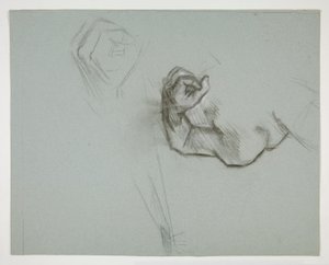 Schets van een bovenlichaam en gebalde vuist door Edwin Austin Abbey