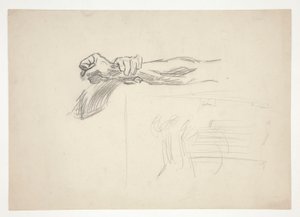 Schets van twee armen in gevecht door Edwin Austin Abbey