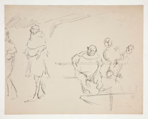 Studies voor een niet-geïdentificeerd Shakespeare-stuk (Falstaff?) (recto en verso) door Edwin Austin Abbey