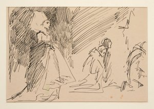 Studie voor Priester en de Grote Dame door Edwin Austin Abbey