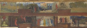 Studie voor De zoektocht en het bereiken van de Heilige Graal, Boekbezorgingsruimte, Boston Public Library
