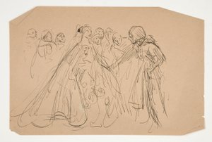 Studie voor De zoektocht naar de Heilige Graal (serie van vijftien schilderijen voor de Boston Public Library, voltooid in 1901) door Edwin Austin Abbey