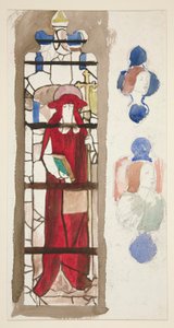 Studie voor een onbekend glas-in-loodraam met een kardinaal door Edwin Austin Abbey