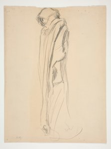 Studie voor figuur van 9 uur in door Edwin Austin Abbey
