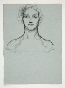 Studie voor pastel (.2228): Portret van een jonge vrouw door Edwin Austin Abbey