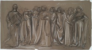 Studie voor de gevangen deugden, figurenstudie door Edwin Austin Abbey