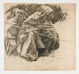 Studie van De Visserkoning, uit De zoektocht naar de Heilige Graal (een serie van vijftien schilderijen voor de Boston Public Library, voltooid in 1901)