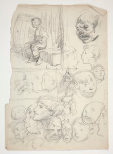Studie van een jongen, studie van gezichten door Edwin Austin Abbey