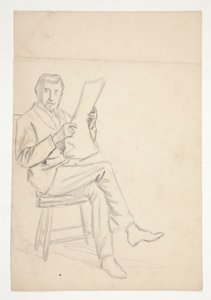 Studie van een man die leest door Edwin Austin Abbey