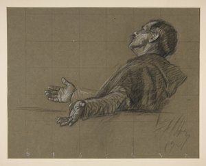 Studie van een geklede figuur, voor de muurschilderingserie De zoektocht naar de Heilige Graal in de Boston Public Library