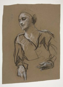 Studie van een vrouw door Edwin Austin Abbey