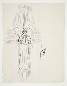 Studie van een engel, voor De zoektocht naar de Heilige Graal (serie van vijftien schilderijen voor de Boston Public Library, voltooid in 1901) door Edwin Austin Abbey