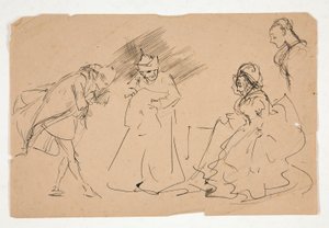 Studie van een XVIII eeuwse scène, mogelijk door Edwin Austin Abbey