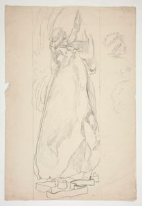 Studie van een Engel (voor glas-in-lood? voor een plafond?) door Edwin Austin Abbey