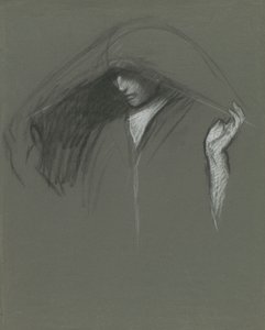Studie van gedrapeerd hoofd door Edwin Austin Abbey