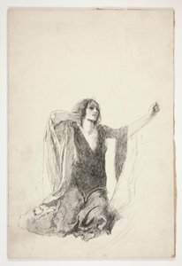 Studie van knielende vrouw, waarschijnlijk een studie voor Julia in de grafscène door Edwin Austin Abbey