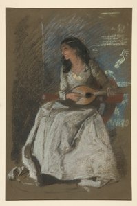 Studie van dame die mandoline speelt door Edwin Austin Abbey