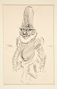 Studie van man in XV eeuws kostuum, mogelijk een karikatuur van de periode door Edwin Austin Abbey