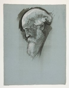 Studie van het hoofd van een oude bebaarde man, voor Koning Arthur door Edwin Austin Abbey