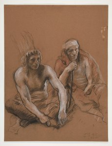 Studie van twee Indianen door Edwin Austin Abbey