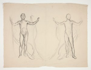 Studie van twee vlamdragers door Edwin Austin Abbey