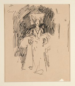 Studie van vrouw in middeleeuws kostuum door Edwin Austin Abbey