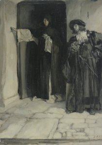 De hertog en broeder Thomas, uit Maat voor Maat, Act I, Scene iii door Edwin Austin Abbey