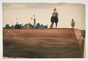 Twee schildwachten bovenop een vestingmuur door Edwin Austin Abbey