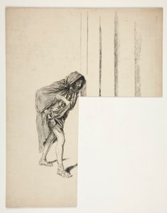 Wandelende man in mantel, schets voor een niet-geïdentificeerd Shakespeare-stuk door Edwin Austin Abbey