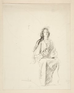 Zittende vrouw, schets voor een onbekend Shakespeare toneelstuk door Edwin Austin Abbey