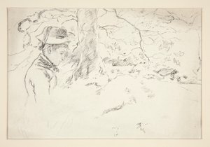 Vrouw zittend in tuin - niet-geïdentificeerde illustratie door Edwin Austin Abbey