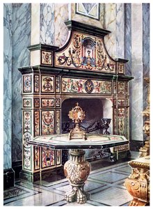Schouw en tafel in gekleurde Florentijnse mozaïek, 1910