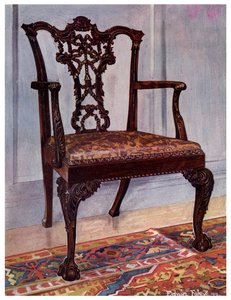 Mahoniehouten armstoel, stijl van Chippendale, 1911-1912