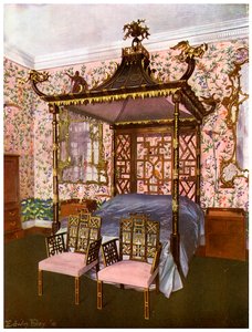 De Chippendale Chinese slaapkamer, Badminton House, Gloucestershire, 1911-1912