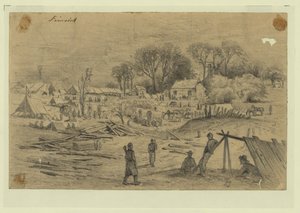 Veldhospitaal van het 5e Korps (Genl. Warren) bij Spotsylvania Court House, Va. door Edwin Forbes