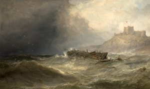 Brik die aanspoelt bij Bamborough, Northumberland, 1875 door Edwin Hayes