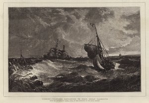 Vissen, trawlers keren terug naar de haven, Great Yarmouth door Edwin Hayes
