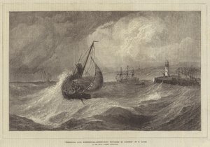 Frisse Bries, Scarborough, Vissersboten keren terug naar de Haven, in de Royal Academy Tentoonstelling door Edwin Hayes