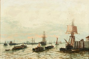 Aken op de Theems door Edwin Henry Eugene Fletcher