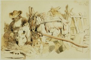 Een Boer die zijn Pony Voert in Genève (recto); Zittende Monnik (verso)