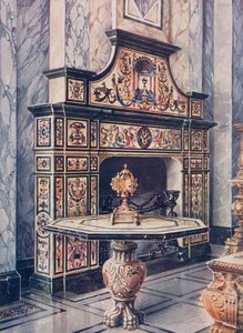 Schouw in Gekleurd Mozaïek. Florentijns. Tafel in Gekleurd Mozaïek. Florentijns