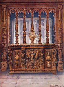 Henri Deux Gesneden Bahut. Eikenhouten Scherm uit Dezelfde Franse Periode door Edwin John Foley
