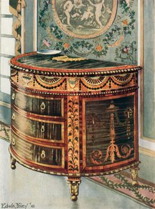 Ingelegd satijnen commode--Ormolu mounts door Edwin John Foley
