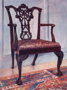 Mahoniehouten armstoel--stijl van Chippendale