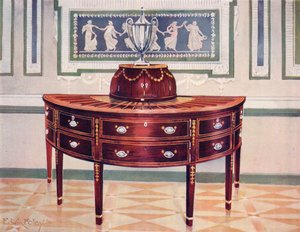 Halfronde Mahoniehouten Dressoir en Mesdoos door Edwin John Foley
